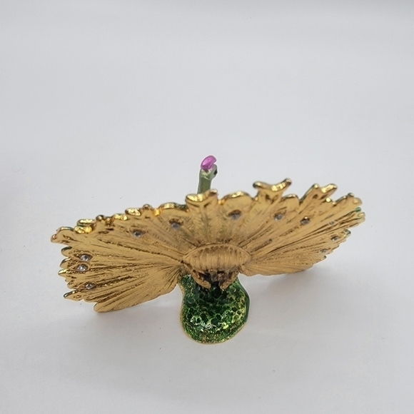 hinged Trinket Box 3.0" Peacock Eye Tail Feathers - Picture 5 of 13
